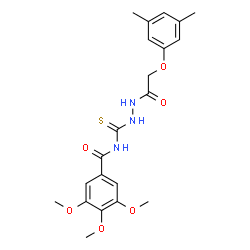 ChemSpider 2D Image | N-({2-[(3,5-Dimethylphenoxy)acetyl]hydrazino}carbothioyl)-3,4,5-trimethoxybenzamide | C21H25N3O6S