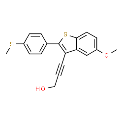 ChemSpider 2D Image | 3-{5-Methoxy-2-[4-(methylsulfanyl)phenyl]-1-benzothiophen-3-yl}-2-propyn-1-ol | C19H16O2S2