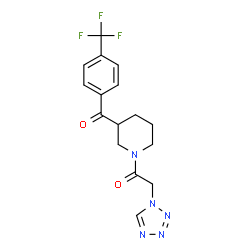 ChemSpider 2D Image | 2-(1H-Tetrazol-1-yl)-1-{3-[4-(trifluoromethyl)benzoyl]-1-piperidinyl}ethanone | C16H16F3N5O2