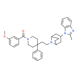 ChemSpider 2D Image | (3-Methoxyphenyl)(4-{2-[3-(2-methyl-1H-benzimidazol-1-yl)-8-azabicyclo[3.2.1]oct-8-yl]ethyl}-4-phenyl-1-piperidinyl)methanone | C36H42N4O2