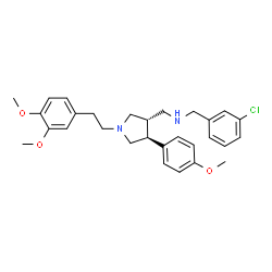 ChemSpider 2D Image | 1-(3-Chlorophenyl)-N-{[(3S,4S)-1-[2-(3,4-dimethoxyphenyl)ethyl]-4-(4-methoxyphenyl)-3-pyrrolidinyl]methyl}methanamine | C29H35ClN2O3