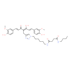 ChemSpider 2D Image | N-Butyl-N'-[6-(4-{(2Z,4E)-3-hydroxy-5-(4-hydroxy-3-methoxyphenyl)-2-[(2E)-3-(4-hydroxy-3-methoxyphenyl)-2-propenoyl]-2,4-pentadien-1-yl}-1H-1,2,3-triazol-1-yl)hexyl]succinamide | C38H49N5O8