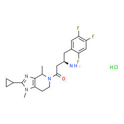 ChemSpider 2D Image | (3R)-3-Amino-1-(2-cyclopropyl-1,4-dimethyl-1,4,6,7-tetrahydro-5H-imidazo[4,5-c]pyridin-5-yl)-4-(2,4,5-trifluorophenyl)-1-butanone hydrochloride (1:1) | C21H26ClF3N4O