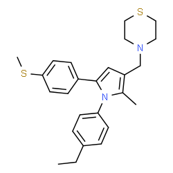 ChemSpider 2D Image | 4-[[1-(4-Ethylphenyl)-2-Methyl-5-(4-Methylsulfanylphenyl)pyrrol-3-Yl]methyl]thiomorpholine | C25H30N2S2