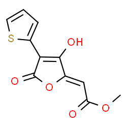 ChemSpider 2D Image | Methyl (2Z)-[3-hydroxy-5-oxo-4-(2-thienyl)-2(5H)-furanylidene]acetate | C11H8O5S