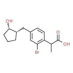 ChemSpider 2D Image | 2-(2-Bromo-4-{[(1S,2S)-2-hydroxycyclopentyl]methyl}phenyl)propanoic acid | C15H19BrO3