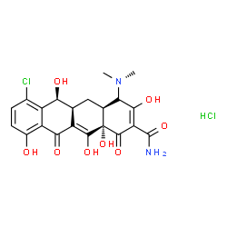 ChemSpider 2D Image | (4aS,6S,12aS)-7-Chloro-4-(dimethylamino)-3,6,10,12,12a-pentahydroxy-1,11-dioxo-1,4,4a,5,5a,6,11,12a-octahydro-2-tetracenecarboxamide hydrochloride (1:1) | C21H22Cl2N2O8