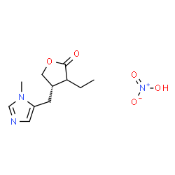 ChemSpider 2D Image | (4S)-3-Ethyl-4-[(1-methyl-1H-imidazol-5-yl)methyl]dihydro-2(3H)-furanone nitrate (1:1) | C11H17N3O5