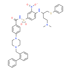 ChemSpider 2D Image | 4-[4-(2-Biphenylylmethyl)-1-piperazinyl]-N-[(4-{[4-(dimethylamino)-1-(phenylsulfanyl)-2-butanyl]amino}-3-nitrophenyl)sulfonyl]benzamide | C42H46N6O5S2