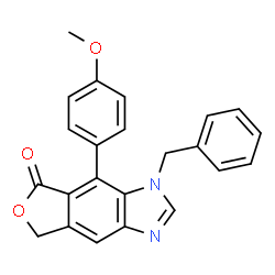 ChemSpider 2D Image | 3-Benzyl-4-(4-methoxyphenyl)-3,7-dihydro-5H-furo[3,4-f]benzimidazol-5-one | C23H18N2O3