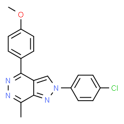 ChemSpider 2D Image | 2-(4-Chlorophenyl)-4-(4-methoxyphenyl)-7-methyl-2H-pyrazolo[3,4-d]pyridazine | C19H15ClN4O