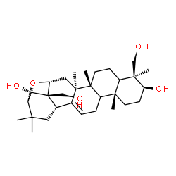 ChemSpider 2D Image | (3beta,5xi,9xi,16beta,21alpha,22alpha)-16,21-Epoxyolean-12-ene-3,22,24,28-tetrol | C30H48O5