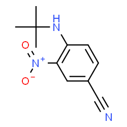 ChemSpider 2D Image | 4-[(2-Methyl-2-propanyl)amino]-3-nitrobenzonitrile | C11H13N3O2