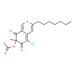 ChemSpider 2D Image | 5-Chloro-3-heptyl-7-methyl-6,8-dioxo-7,8-dihydro-6H-isochromen-7-yl acetate | C19H23ClO5