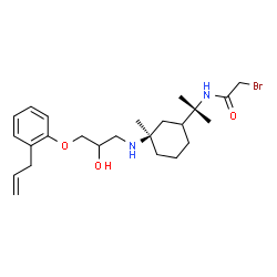ChemSpider 2D Image | N-{2-[(3R)-3-{[3-(2-Allylphenoxy)-2-hydroxypropyl]amino}-3-methylcyclohexyl]-2-propanyl}-2-bromoacetamide | C24H37BrN2O3