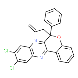 ChemSpider 2D Image | 6-Allyl-9,10-dichloro-6-phenyl-6H-chromeno[3,4-b]quinoxaline | C24H16Cl2N2O