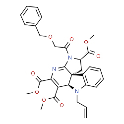 ChemSpider 2D Image | Trimethyl (2S,6aR,11bS)-7-allyl-3-[(benzyloxy)acetyl]-2,3,6a,7-tetrahydro-1H-pyrrolo[2',3':2,3]pyrido[4,3-b]indole-2,5,6-tricarboxylate | C31H31N3O8
