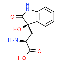 ChemSpider 2D Image | 3-[(3R)-3-Hydroxy-2-oxo-2,3-dihydro-1H-indol-3-yl]-L-alanine | C11H12N2O4