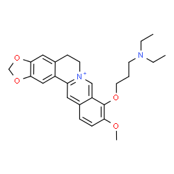ChemSpider 2D Image | 9-[3-(Diethylamino)propoxy]-10-methoxy-5,6-dihydro[1,3]dioxolo[4,5-g]isoquinolino[3,2-a]isoquinolin-7-ium | C26H31N2O4