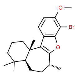 ChemSpider 2D Image | (4aS,7R,12cS)-9-Bromo-10-methoxy-4,4,7,12c-tetramethyl-2,3,4,4a,5,6,7,12c-octahydro-1H-benzo[b]benzo[6,7]cyclohepta[1,2-d]furan | C22H29BrO2