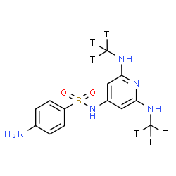 ChemSpider 2D Image | 4-Amino-N-{2,6-bis[(~3~H_3_)methylamino]-4-pyridinyl}benzenesulfonamide | C13H11T6N5O2S
