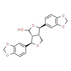ChemSpider 2D Image | (3R,3aS,6R,6aR)-3,6-Bis(1,3-benzodioxol-5-yl)tetrahydro-1H,3H-furo[3,4-c]furan-1-ol | C20H18O7