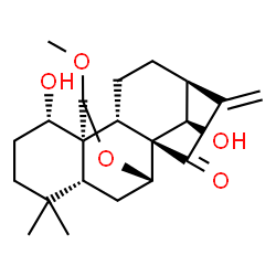 ChemSpider 2D Image | (1alpha,5beta,7alpha,8alpha,9beta,10alpha,13alpha,14R,20S)-1,14-Dihydroxy-20-methoxy-7,20-epoxykaur-16-en-15-one | C21H30O5