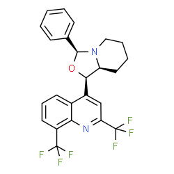 ChemSpider 2D Image | 4-[(1R,3S,8aS)-3-Phenylhexahydro[1,3]oxazolo[3,4-a]pyridin-1-yl]-2,8-bis(trifluoromethyl)quinoline | C24H20F6N2O