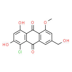 ChemSpider 2D Image | 1-Chloro-2,4-dihydroxy-7-(hydroxymethyl)-5-methoxy-9,10-anthraquinone | C16H11ClO6