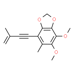 ChemSpider 2D Image | 4,5-Dimethoxy-6-methyl-7-(3-methyl-3-buten-1-yn-1-yl)-1,3-benzodioxole | C15H16O4