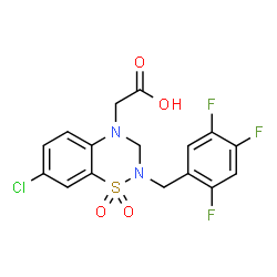 ChemSpider 2D Image | [7-Chloro-1,1-dioxido-2-(2,4,5-trifluorobenzyl)-2,3-dihydro-4H-1,2,4-benzothiadiazin-4-yl]acetic acid | C16H12ClF3N2O4S
