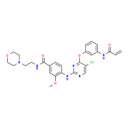ChemSpider 2D Image | 4-({4-[3-(Acryloylamino)phenoxy]-5-chloro-2-pyrimidinyl}amino)-3-methoxy-N-[2-(4-morpholinyl)ethyl]benzamide | C27H29ClN6O5