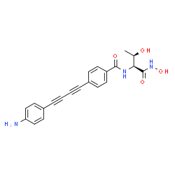 ChemSpider 2D Image | 4-[4-(4-Aminophenyl)-1,3-butadiyn-1-yl]-N-[(2S,3R)-3-hydroxy-1-(hydroxyamino)-1-oxo-2-butanyl]benzamide | C21H19N3O4