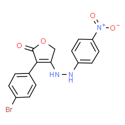 ChemSpider 2D Image | 3-(4-Bromophenyl)-4-[2-(4-nitrophenyl)hydrazino]-2(5H)-furanone | C16H12BrN3O4