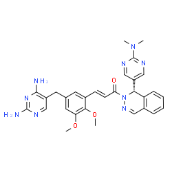 ChemSpider 2D Image | (2E)-3-{5-[(2,4-Diamino-5-pyrimidinyl)methyl]-2,3-dimethoxyphenyl}-1-[(1S)-1-[2-(dimethylamino)-5-pyrimidinyl]-2(1H)-phthalazinyl]-2-propen-1-one | C30H31N9O3