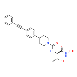 ChemSpider 2D Image | N-[(2R,3R)-3-Hydroxy-1-(hydroxyamino)-1-oxo-2-butanyl]-4-[4-(phenylethynyl)phenyl]-1-piperidinecarboxamide | C24H27N3O4
