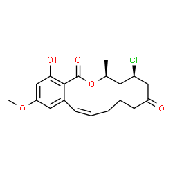 ChemSpider 2D Image | (3S,5R,11Z)-5-Chloro-16-hydroxy-14-methoxy-3-methyl-3,4,5,6,9,10-hexahydro-1H-2-benzoxacyclotetradecine-1,7(8H)-dione | C19H23ClO5