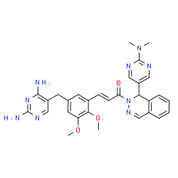 ChemSpider 2D Image | (2E)-3-{5-[(2,4-Diamino-5-pyrimidinyl)methyl]-2,3-dimethoxyphenyl}-1-{1-[2-(dimethylamino)-5-pyrimidinyl]-2(1H)-phthalazinyl}-2-propen-1-one | C30H31N9O3