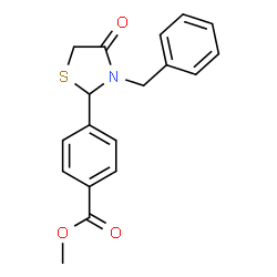 ChemSpider 2D Image | Methyl 4-(3-benzyl-4-oxo-1,3-thiazolidin-2-yl)benzoate | C18H17NO3S