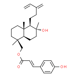ChemSpider 2D Image | [(1S,4aS,5R,6R,8aR)-6-Hydroxy-1,4a,6-trimethyl-5-(3-methylene-4-penten-1-yl)decahydro-1-naphthalenyl]methyl (2E)-3-(4-hydroxyphenyl)acrylate | C29H40O4
