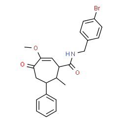 ChemSpider 2D Image | N-(4-Bromobenzyl)-3-methoxy-7-methyl-4-oxo-6-phenyl-2-cycloheptene-1-carboxamide | C23H24BrNO3