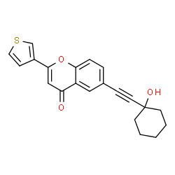 ChemSpider 2D Image | 6-[(1-Hydroxycyclohexyl)ethynyl]-2-(3-thienyl)-4H-chromen-4-one | C21H18O3S