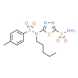 ChemSpider 2D Image | 5-{[(4-Methylphenyl)sulfonyl](pentyl)amino}-1,3,4-thiadiazole-2-sulfonamide | C14H20N4O4S3