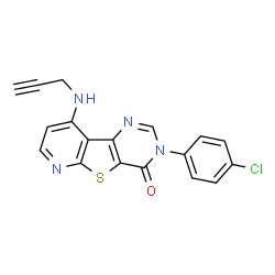 ChemSpider 2D Image | 3-(4-CHLOROPHENYL)-9-(2-PROPYN-1-YLAMINO)PYRIDO(3',2':4,5)THIENO(3,2-D)PYRIMIDIN-4(3H)-ONE | C18H11ClN4OS