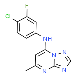 ChemSpider 2D Image | N-(4-Chloro-3-fluorophenyl)-5-methyl[1,2,4]triazolo[1,5-a]pyrimidin-7-amine | C12H9ClFN5