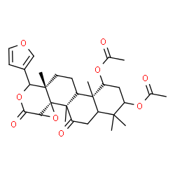 ChemSpider 2D Image | (1S,6aR,6bS,10aS,12aS,12bR)-10-(3-Furyl)-4,4,6a,10a,12b-pentamethyl-6,8-dioxohexadecahydronaphtho[2,1-f]oxireno[d]isochromene-1,3-diyl diacetate | C30H38O9