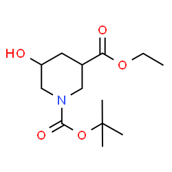 ChemSpider 2D Image | 1-TERT-BUTYL 3-ETHYL 5-HYDROXYPIPERIDINE-1,3-DICARBOXYLATE | C13H23NO5