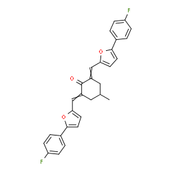 ChemSpider 2D Image | 2,6-Bis{[5-(4-fluorophenyl)-2-furyl]methylene}-4-methylcyclohexanone | C29H22F2O3