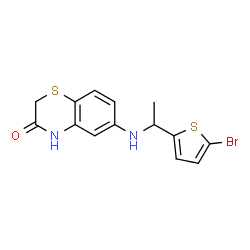 ChemSpider 2D Image | 6-{[1-(5-Bromo-2-thienyl)ethyl]amino}-2H-1,4-benzothiazin-3(4H)-one | C14H13BrN2OS2