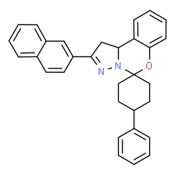 ChemSpider 2D Image | 2'-(2-Naphthyl)-4-phenyl-1',10b'-dihydrospiro[cyclohexane-1,5'-pyrazolo[1,5-c][1,3]benzoxazine] | C31H28N2O